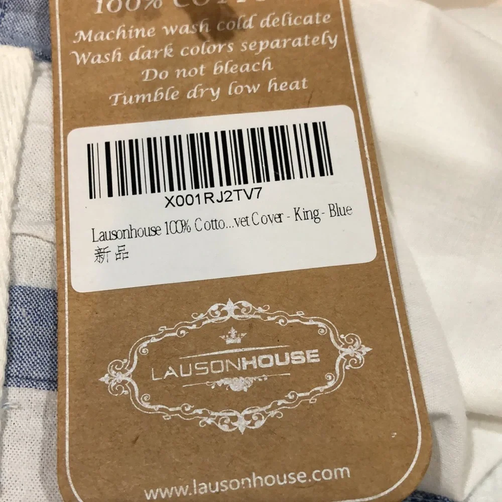 LausonHouse Duvet and Shams Vintage Luxury Cotton Bedlinen King New Duvet/Shams